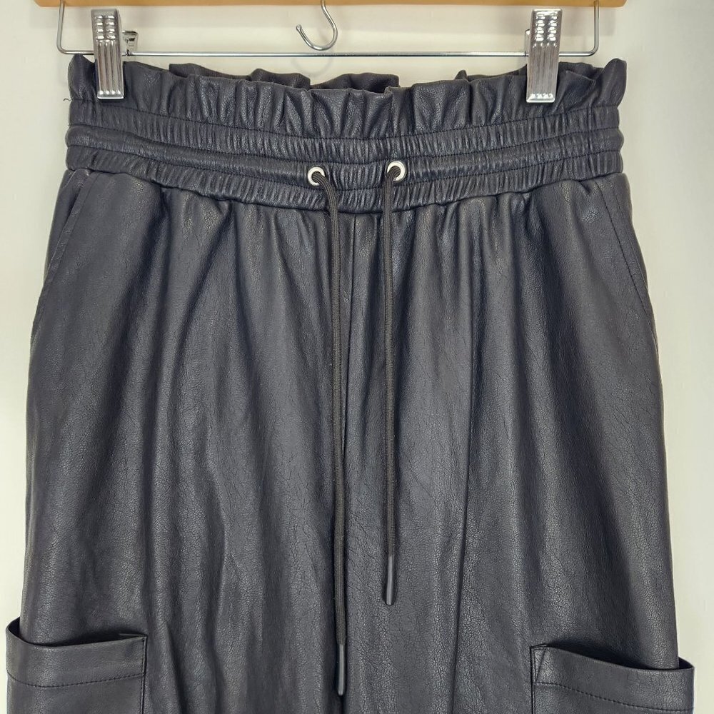 n: Philanthropy Morena Faux Leather Pants S Black Paperbag Waist Ankle Length‎ - Picture 6 of 10